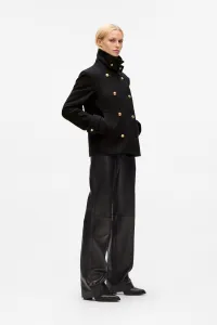 Kabát Karl Lagerfeld Retro Short Wool Coat Black
