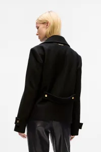 Kabát Karl Lagerfeld Retro Short Wool Coat Black