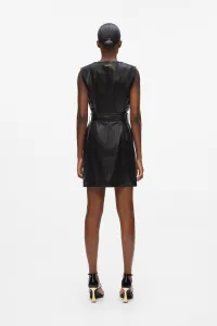 Šaty Karl Lagerfeld Retro Leather Dress Black