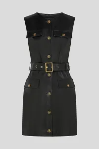 Šaty Karl Lagerfeld Retro Leather Dress Black