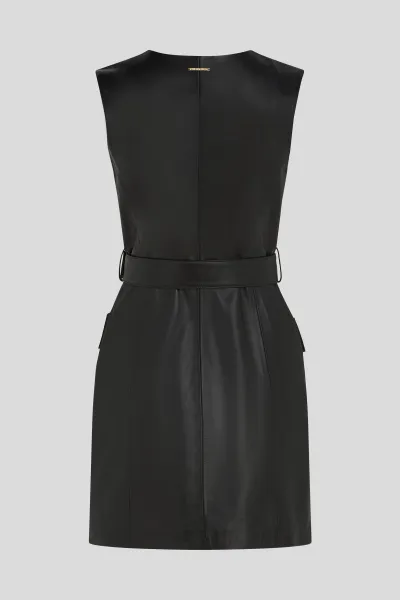 Šaty Karl Lagerfeld Retro Leather Dress Black