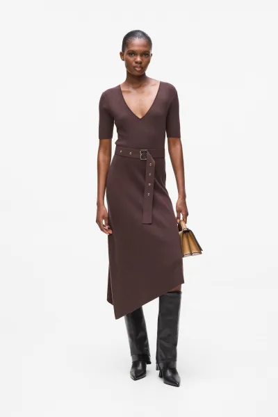Šaty Karl Lagerfeld Belted Knit Dress Java