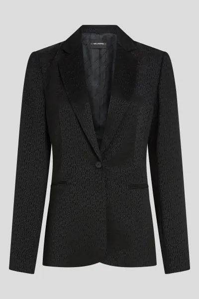 Sako Karl Lagerfeld Logo Jacquard Blazer Black