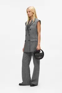 Vesta Karl Lagerfeld Embellished Lapel Tweed Gilet Grey/Black