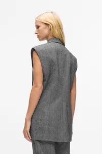Vesta Karl Lagerfeld Embellished Lapel Tweed Gilet Grey/Black