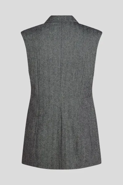 Vesta Karl Lagerfeld Embellished Lapel Tweed Gilet Grey/Black
