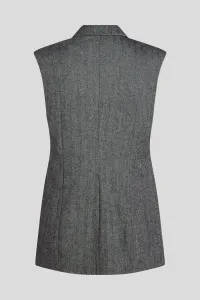 Vesta Karl Lagerfeld Embellished Lapel Tweed Gilet Grey/Black