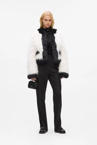 Kabát Karl Lagerfeld Faux Fur Jacket White/Black