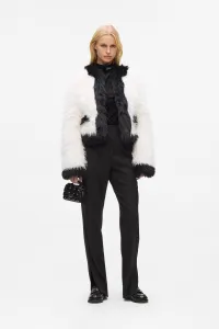 Kabát Karl Lagerfeld Faux Fur Jacket White/Black