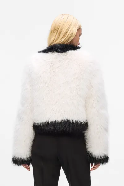 Kabát Karl Lagerfeld Faux Fur Jacket White/Black