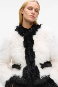 Kabát Karl Lagerfeld Faux Fur Jacket White/Black