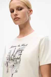 Tričko Karl Lagerfeld Paris Sketch Street T-Shirt Cannoli Cream