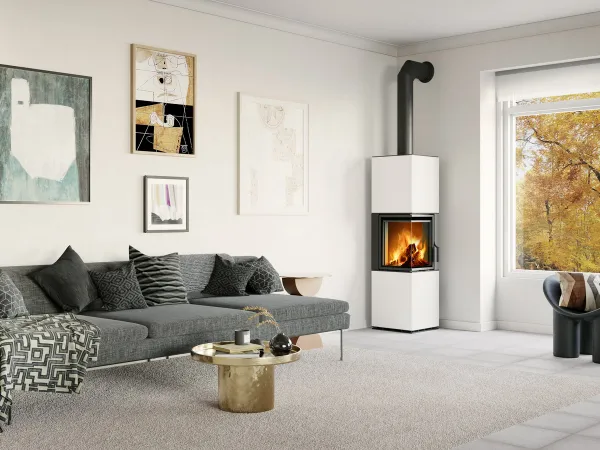Romotop HARMONY R HA keramika - dizajnový krb - Vyústenie dymovodu Horné, Keramika Romotop Silver (54505) HARXDHRDM 10
