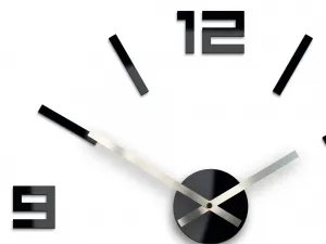 ModernClock Nástěnné samolepící hodiny Arabic 50 cm černé/stříbrné