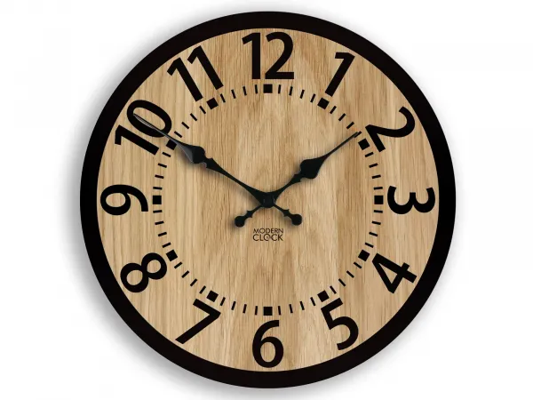 ModernClock Drevené nástenné hodiny Berlin 49 cm čierne/hnedé