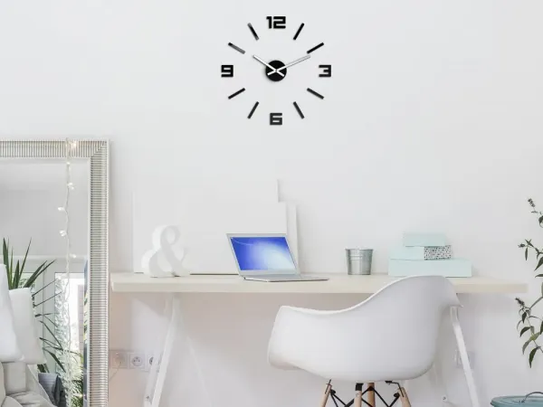 ModernClock Nástěnné samolepící hodiny Arabic 50 cm černé/stříbrné