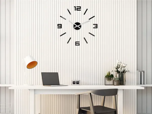 ModernClock Nástěnné samolepící hodiny Arabic 50 cm černé/stříbrné