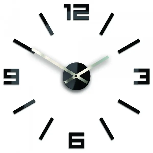 ModernClock Nástěnné samolepící hodiny Arabic 50 cm černé/stříbrné