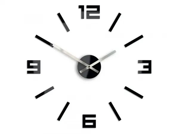 ModernClock Nástěnné samolepící hodiny Arabic 50 cm černé/stříbrné