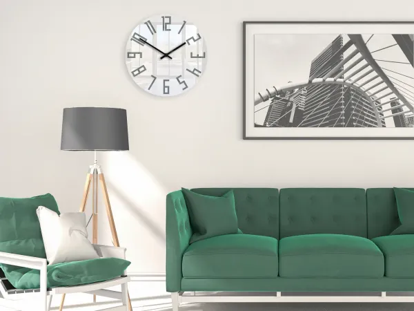 ModernClock Nástěnné hodiny Slim 32 cm bílé/šedé