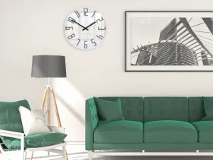 ModernClock Nástěnné hodiny Slim 32 cm bílé/šedé