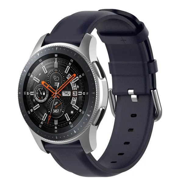 BStrap Leather Lux remienok na Garmin Vivoactive 5, navy blue