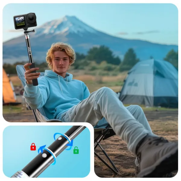 Tech-Protect GA100 selfie tyč pre športové kamery GoPro / DJI, čierna