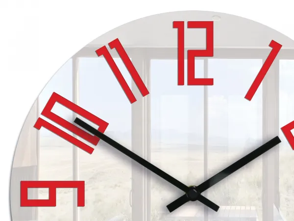 ModernClock Nástenné hodiny Slim 32 cm biela/červená