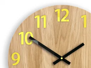 ModernClock Drevené nástenné hodiny Amadeus 33 cm žlté/biele
