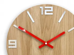 ModernClock Drevené nástenné hodiny arabské 33 cm hnedé/červené