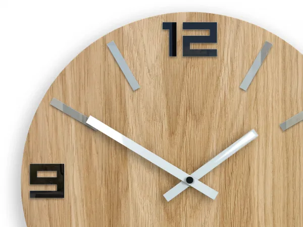 ModernClock Drevené nástenné hodiny arabské 33 cm hnedé/strieborné