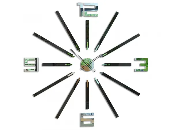 ModernClock Nástenné samolepiace hodiny Veľké 115 cm zrkadlové/čierne