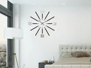 ModernClock Nástenné samolepiace hodiny Veľké 115 cm zrkadlové/čierne