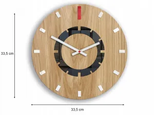 ModernClock Drevené nástenné hodiny Atena 33 cm červené/biele