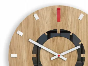 ModernClock Drevené nástenné hodiny Atena 33 cm červené/biele