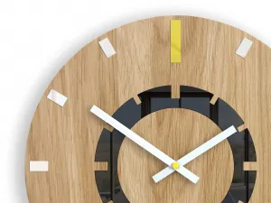 ModernClock Drevené nástenné hodiny Atena 33 cm žlté/biele