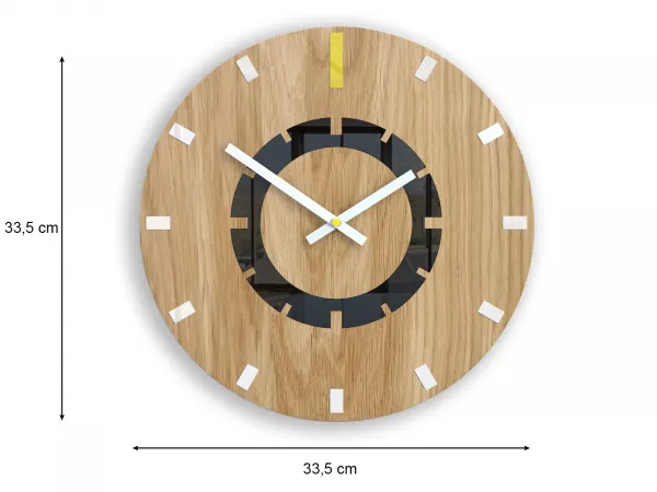 ModernClock Drevené nástenné hodiny Atena 33 cm žlté/biele