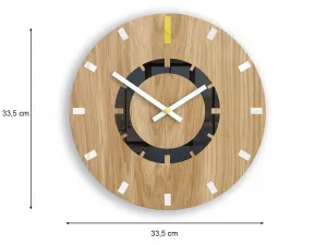ModernClock Drevené nástenné hodiny Atena 33 cm žlté/biele