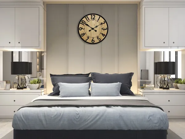ModernClock Drevené nástenné hodiny Berlin 49 cm čierne/hnedé