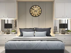ModernClock Drevené nástenné hodiny Berlin 49 cm čierne/hnedé
