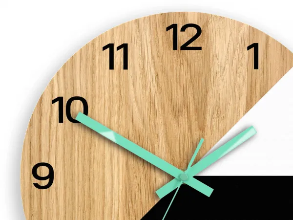 ModernClock Drevené nástenné hodiny Texas 33 cm čierne/mentolové