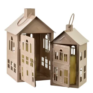 Mondex Kovová lucerna Roger 14,8x14,3x26,8 cm béžová