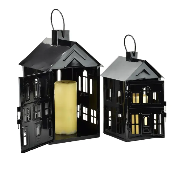 Mondex Kovová lucerna Roger 20,3x20x33,8 cm čierna