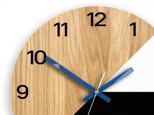 ModernClock Drevené nástenné hodiny Texas 33 cm čierne/modré