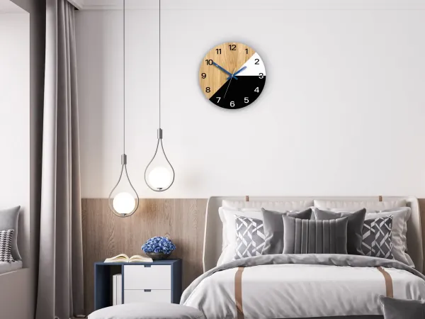 ModernClock Drevené nástenné hodiny Texas 33 cm čierne/modré