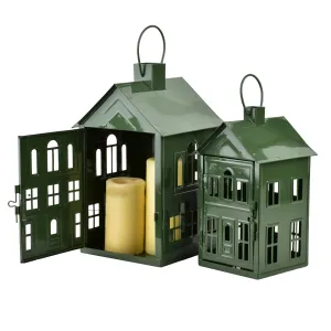 Mondex Kovová lucerna Rožer 20,3x20x33,8 cm zelená