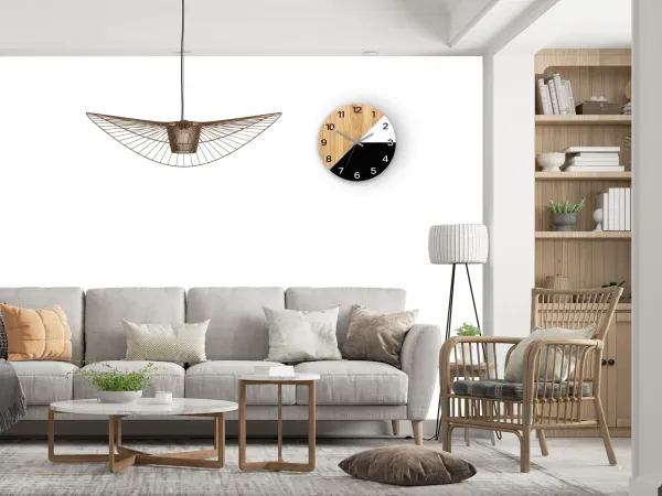 ModernClock Drevené nástenné hodiny Texas 33 cm čierne/šedé