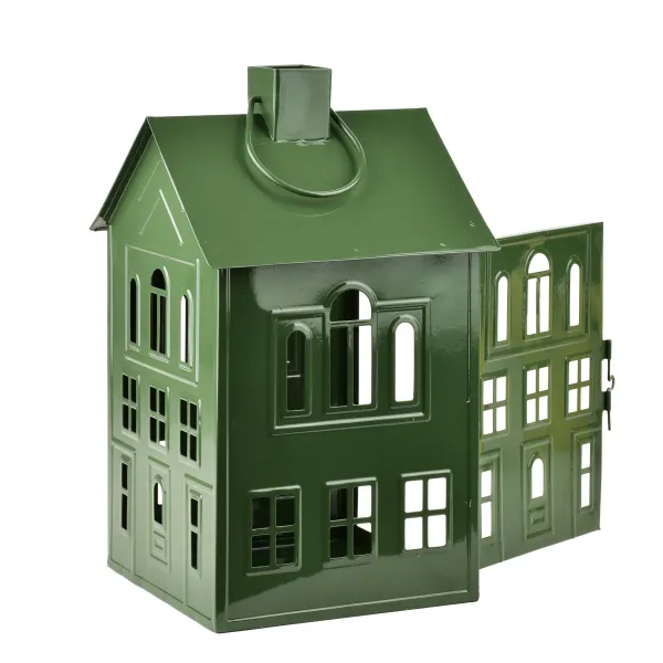 Mondex Kovová lucerna Rožer 20,3x20x33,8 cm zelená