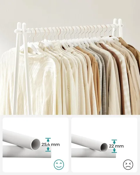 SONGMICS Vešiak na šaty Loft 153 cm biely