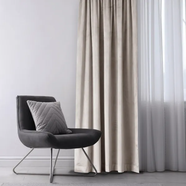 3kraft Záves AmeliaHome Velvet s multifunkčnou páskou pieskovo béžový, veľkosť 140x245